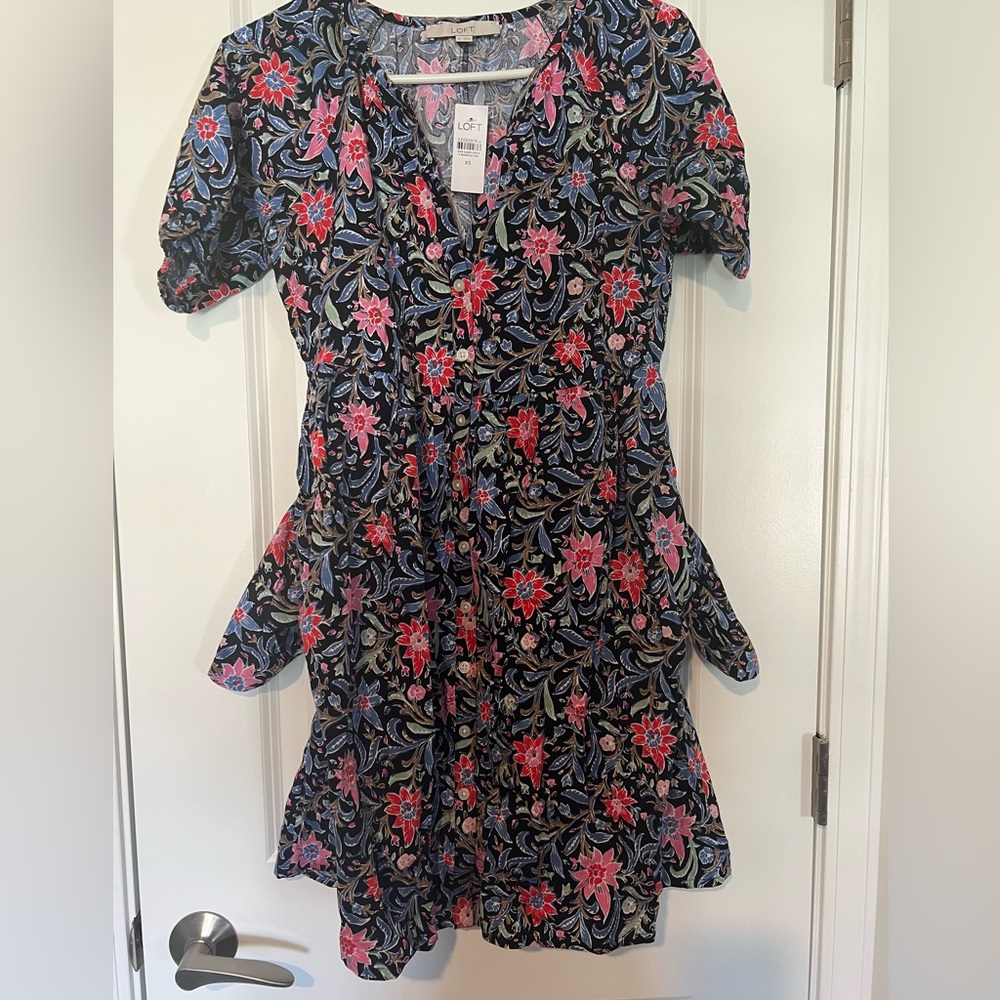 NWT LOFT front button dress XS WITH POCKETS - Picture 3 of 6